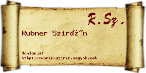 Rubner Szirén névjegykártya